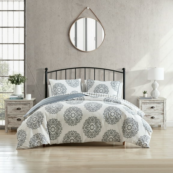Stone Cottage Bristol Cotton Grey 3 Piece Comforter Set-King