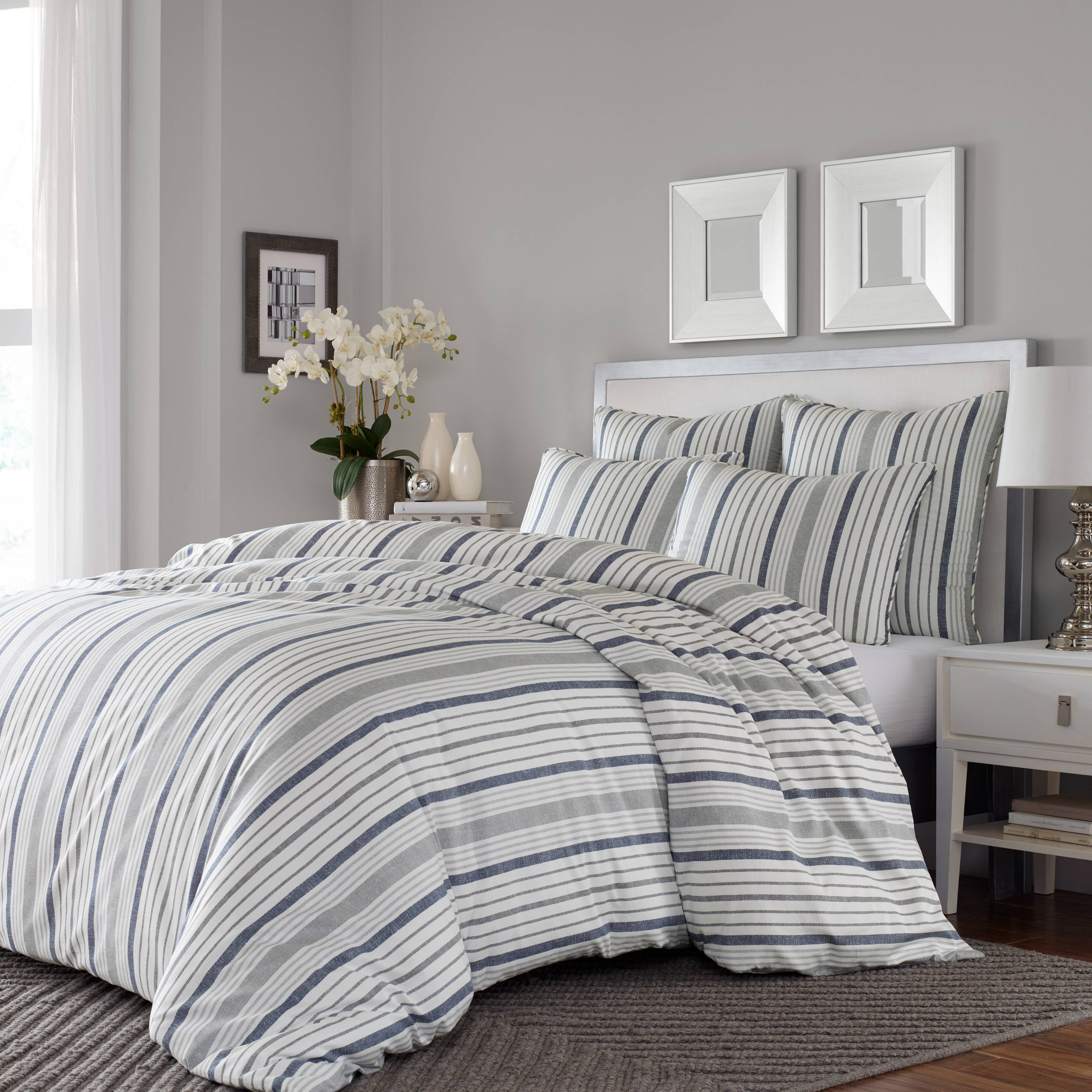 Bailey Textured Stripe Duvet Cover and Sham Set - Dormify