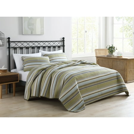 Stone Cottage Fresno Cotton Green 3 Piece Quilt Set-Full/Queen
