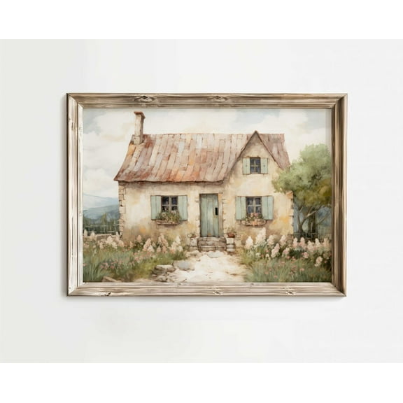 Stone Cottage Print, Cottage Painting, French Countryside Painting, Rustic Farmhouse Home Decor, Country Style Wall Art, Wall Art Wall Art, Modern Wall Decor, 16x24 UNFRAMED