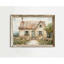 Stone Cottage Print, Cottage Painting, French Countryside Painting, Rustic Farmhouse Home Decor, Country Style Wall Art, Wall Art Wall Art, Modern Wall Decor, 16x24 UNFRAMED