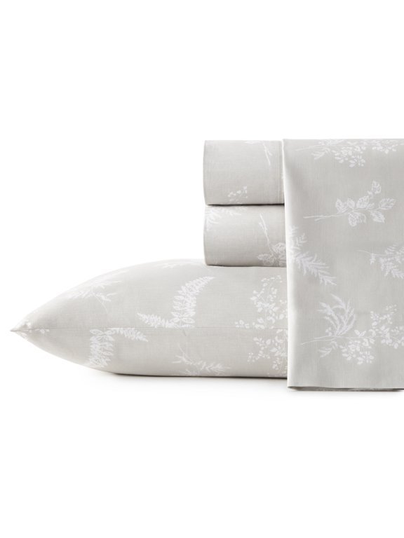 Foliage Cotton Beige 4 Piece Sheet Set-Queen