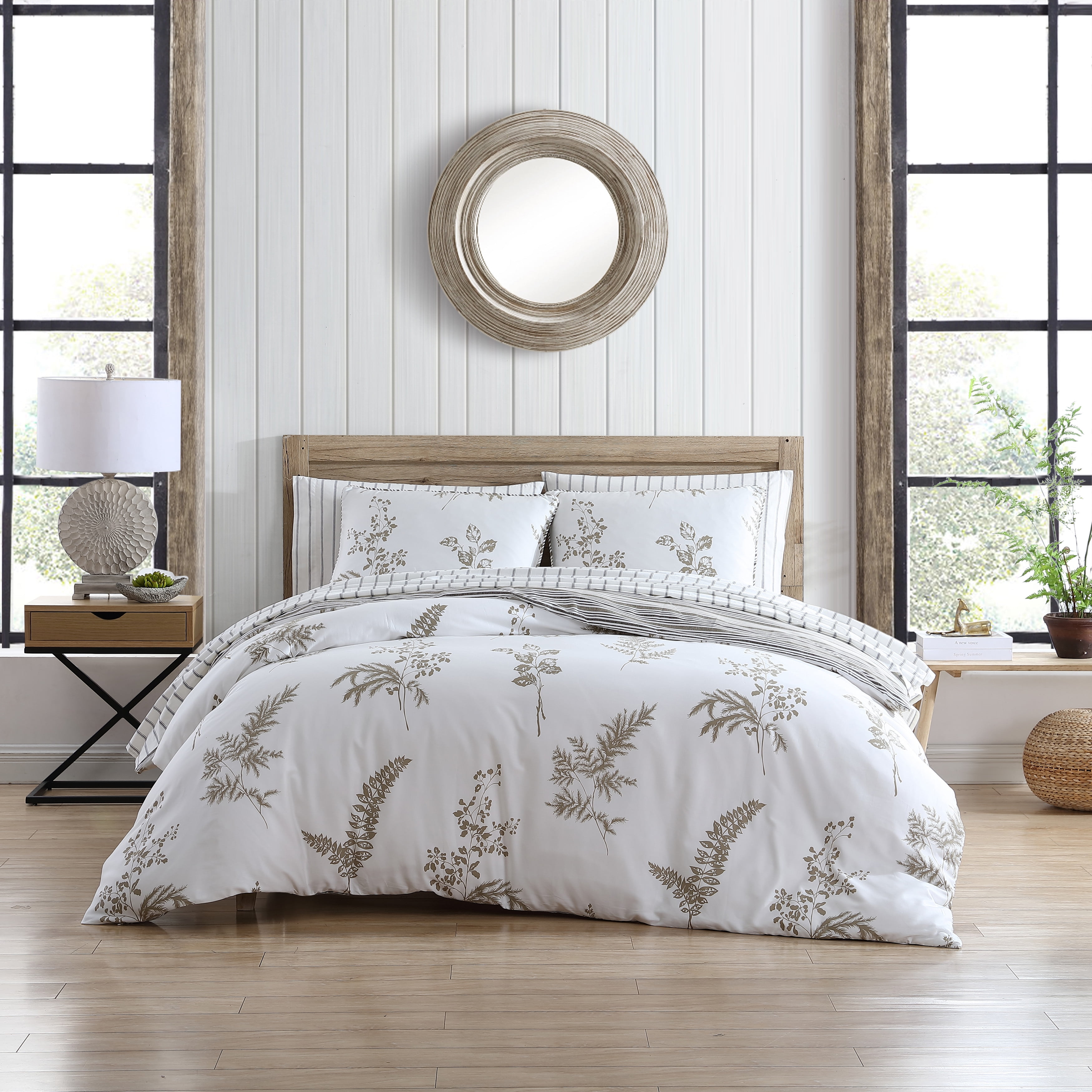 Willow Taupe and Cream Full/Queen Reversible Cotton Comforter Set