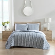 Stone Cottage Willow Way Ticking Stripe Cotton Blue 3 Piece Quilt Set-Full/Queen - Picture 20 of 20