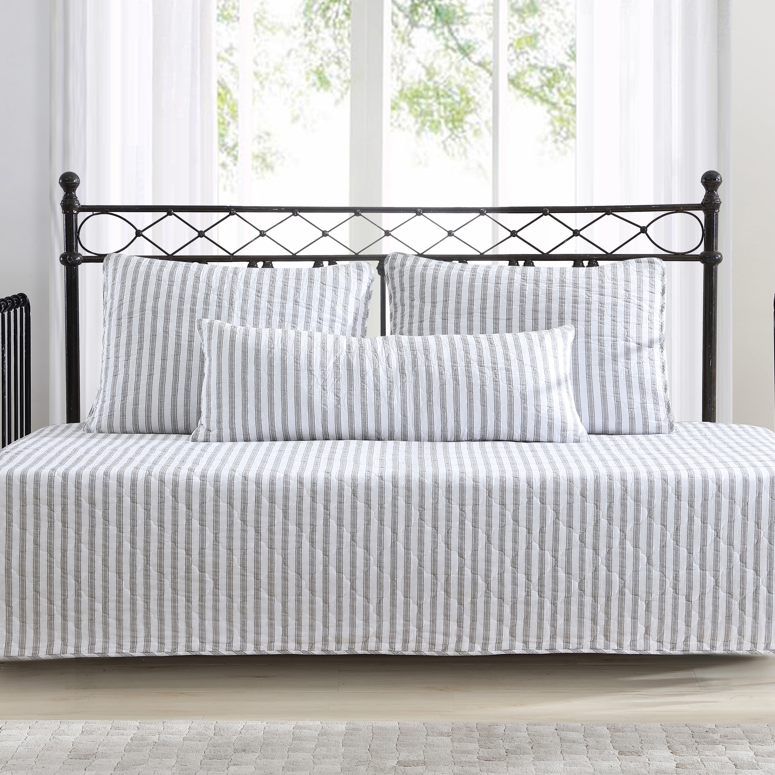 Stone Cottage Willow Way Ticking Stripe Grey 39 X 75 Daybed Cover Set