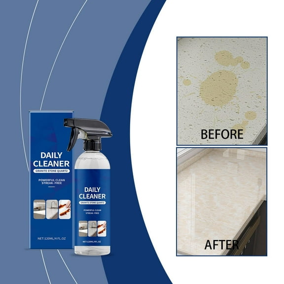 Stone Countertop Cleaner | Kitchen & Bathroom Oil Remover - Fast Drying Multi-Purpose Formula | Deep Decontamination | No Abrasive | 120ml Professional Surface Cleaning