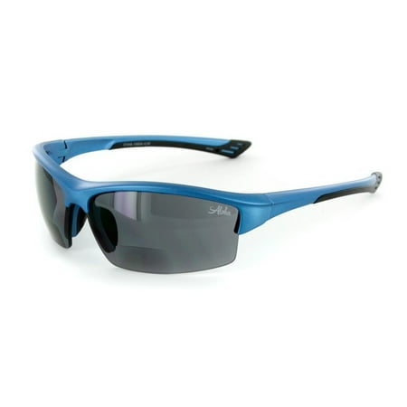 "Stone Creek" MX1 Wrap-Around Bifocal Reading Sunglasses Color: Blue Skies w/ Smoke Lens, Power: 1.5