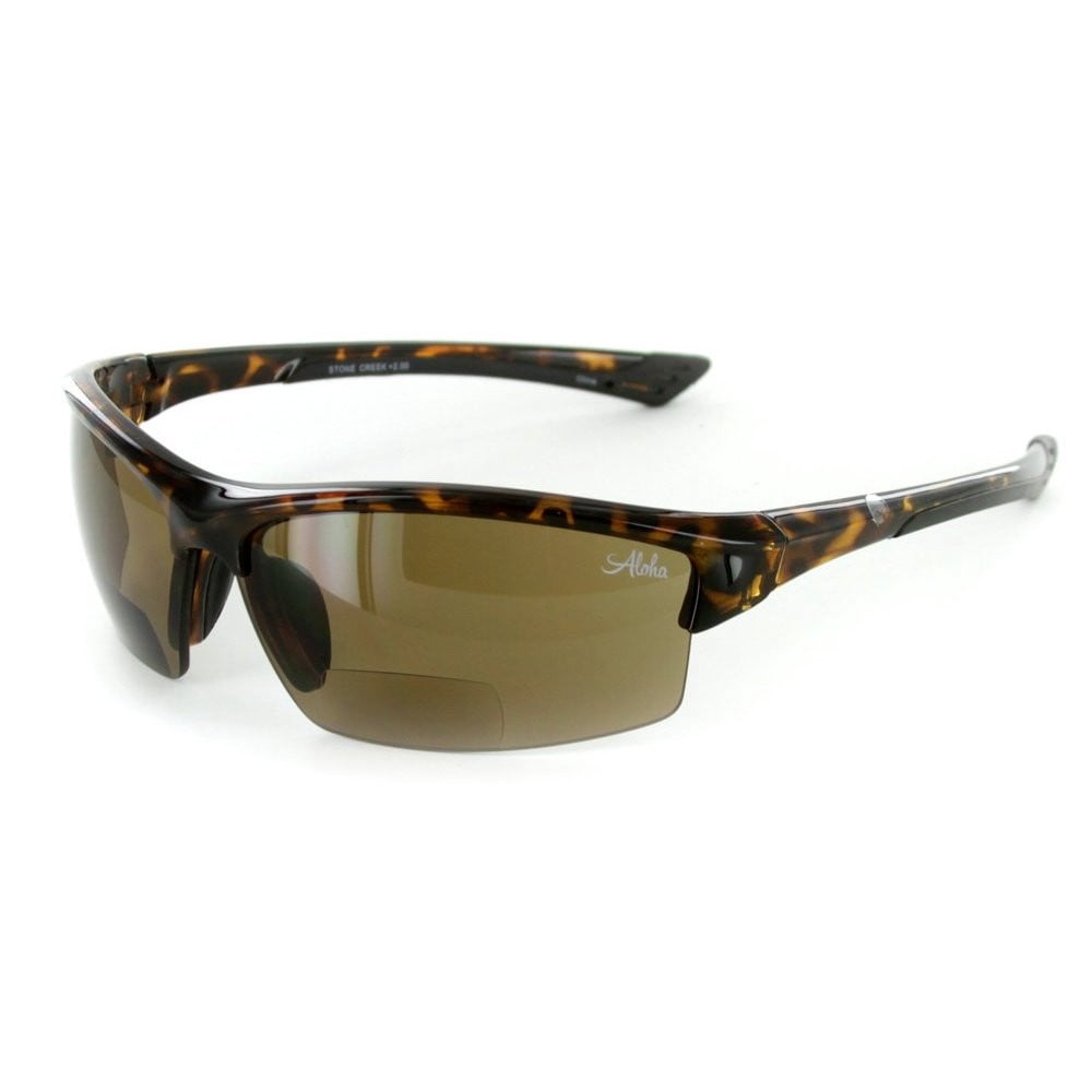 "Stone Creek" MX1 Wrap-Around Bifocal Reading Sunglasses Color: Tortoise w/ Amber Lens, Power: 1.5