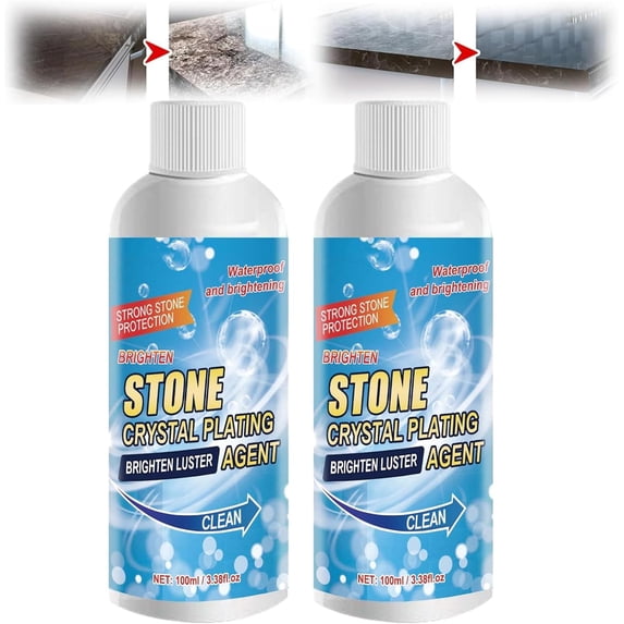 Stone Crystal Plating Agent, Marble Stone Polishing and Coating Agent, Stone Stain Remover, Stone Nano Crystal-Plating Agent for Kitchen, Patio, Backyard Marble Cleaner and Polish(2 PCS)