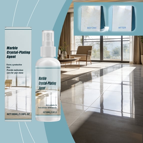 Stone Crystallizer Coating Spray 100ml – Film-Forming Protection, Brightening Shine, Stain & Scratch Resistant for Marble, Granite, Countertops, Floors