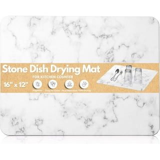 Stone Dish Drying Mat Drying for Kitchen Counter – Quick-Drying Stone Mat for Kitchen Dishes – Ultra-Absorbing Instant Dry, Dish Rack, Cups, Pots & Pans