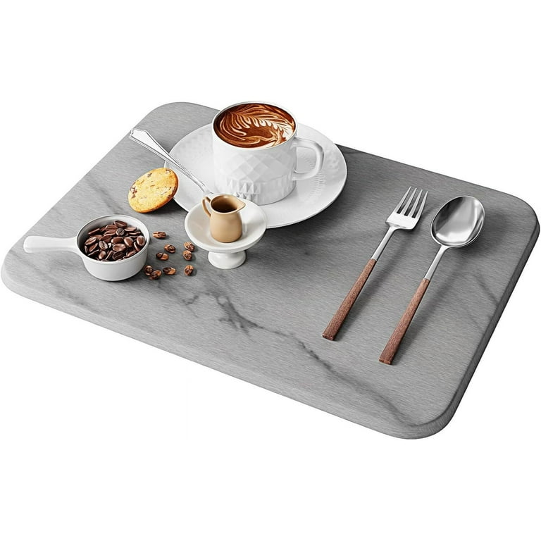 Stone Dish Drying Mat For Kitchen Counter Multi Home Use Non Slip Heat Resistant Quick Drying Stone Mat Eco Friendly Diatomaceous Earth Mat For Kitchen Bathroom 16x12 Inch Gray Marble Walmart