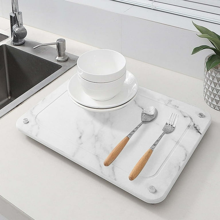 Stone Dish Drying Mat, Stone Drying Mat for Kitchen Counter, Dish