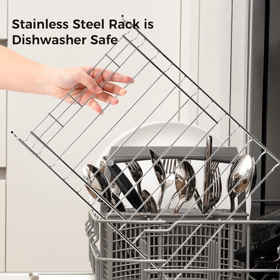 Stone Dish Drying Mat with Stainless Steel Dish Rack, Super Absorbent Diatomaceous Earth Dish Drying Mat, Large Size Stone Drying Mat, Fast Drying Dish Racks for Kitchen Counter