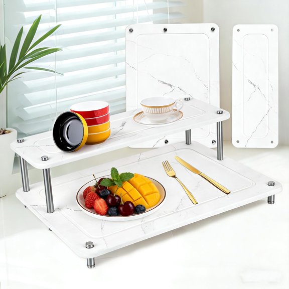 Stone Dish Drying Rack, Double-layer Stone Dish Drying Mat for Kitchen Counter,Super Absorbent Diatomaceous Earth Dish Dry Rack with Non-Slip Stainless Steel Feet for Kitchen/Bedroom/Bathroom Supplie