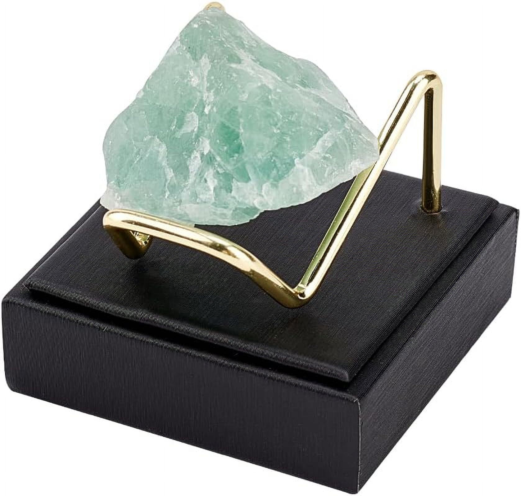 Stone Display Stand with Black PU Leather Base 2.2x2.2x1.7 inch Gold ...