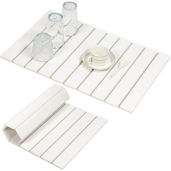 Stone Drying Mat for Kitchen Counter, Large Stone Dish Drying Mat Foldable, Absorbent Diatomaceous Earth Bath Mat Quick Dry for Kitchen Dishes Bottles Cups Bathroom Any Countertop 23" x 15.3"