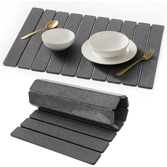 DOLIZU 23.6"L x 15.7" W Super Absorbent Fast-Drying Collapsible Countertop Stone Mat (Dark Grey)
