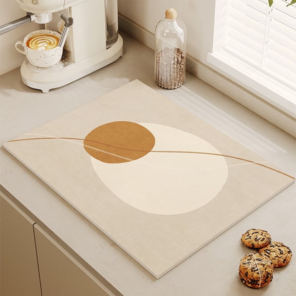 Stone Drying Mat for Kitchen Counter, Stone Drying Tray Mat for Bathroom Sink & Kitchen Counter Organizer, Quick Dry Dish Soap Dispenser Sponge Holder, Vanity Sink Caddy, Drink Bar Coaster