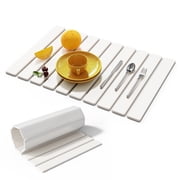 Stone Drying Mat for Kitchen Counter, 23.6"x15.3" Foldable Quick Dry, Absorbent Diatomite Mat for Dishes & Cups, White