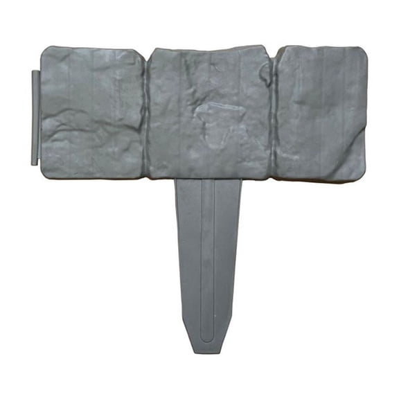 Stone Effect Garden Fence Border Edging - 10-Pack, Gray Cobblestone Plastic Lawn Edging
