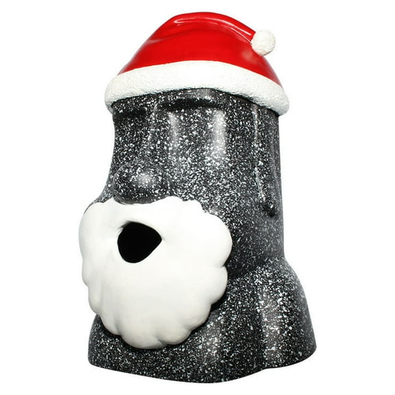 Stone Face Moai Statue with Christmas Santa Hat Resin Tissue Box Cover Holder