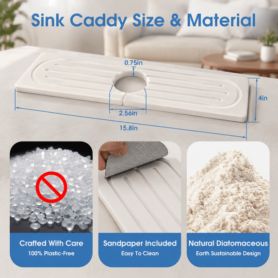 Stone Faucet Mat For Kitchen Sink Water Absorbing Splash Guard Bathroom ...
