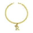 thumbnail image 1 of Stone Filled Crown Initial Letter Piece 4mm 10" Flat Cuban Chain Ankle Bracelet Anklet, 1 of 3