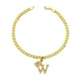 thumbnail image 1 of Stone Filled Crown Initial Letter Piece 4mm 10" Flat Cuban Chain Ankle Bracelet Anklet, 1 of 3
