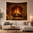 thumbnail image 1 of Stone Fireplace Beside a Woven Firewood Basket, Cozy Rustic for Home Decor Lovers, Hearth Wall Art, Housewarming Gift, Tapestry Wall Hanging for Living Room and Den, 1 of 7