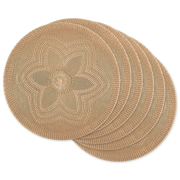 Stone Floral Woven Round Placemat Set/6