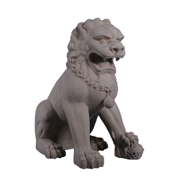 Stone Foo Dog Female No Base Chinese Lion Statue