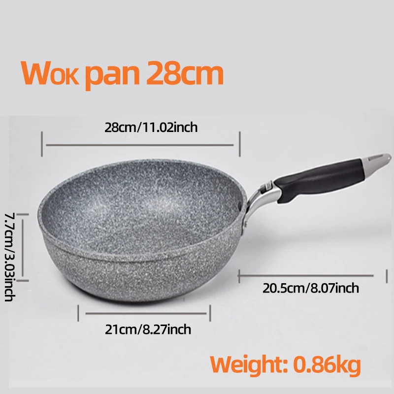 Stone Frying Pan28/26/24/20cm Wok Nonstick Pan Skillet Cauldron