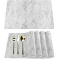 thumbnail image 1 of Stone Grain Marble Placemats Set of 4 Rectangle Table Mats Washable Heat-Resistant Place Mat for Kitchen Dining Table Decor Indoor Outdoor, 1 of 6