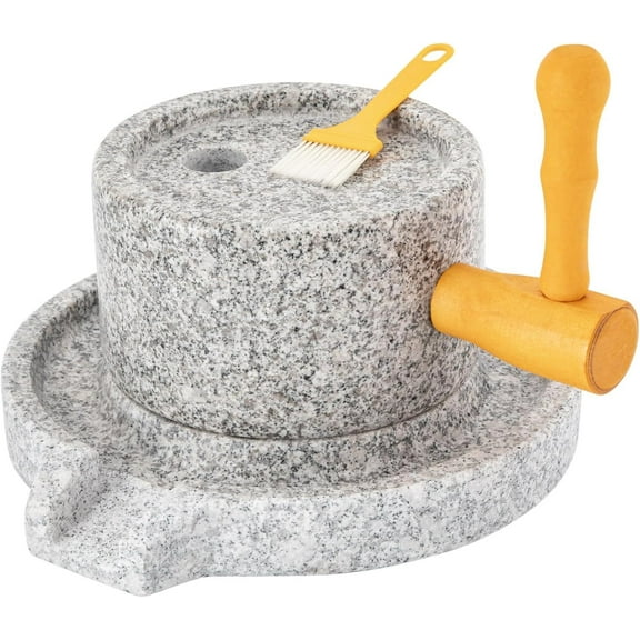 Stone Grain Mill Manual Hand Made Stone Grinder Natural Granite Paste Mill with Filter Bag with Filter Bag for Grind Dry and Wet Foods