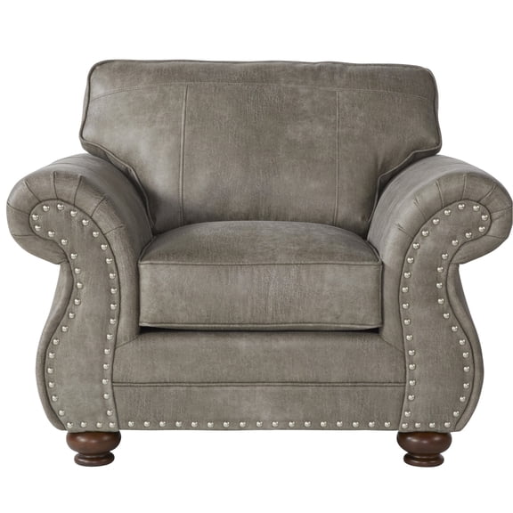 Stone Gray Faux Leather Upholstered Nailhead Chair | Coordinate with Any Home Decor | High - Quality Construction | Deal with Decor Mismatch