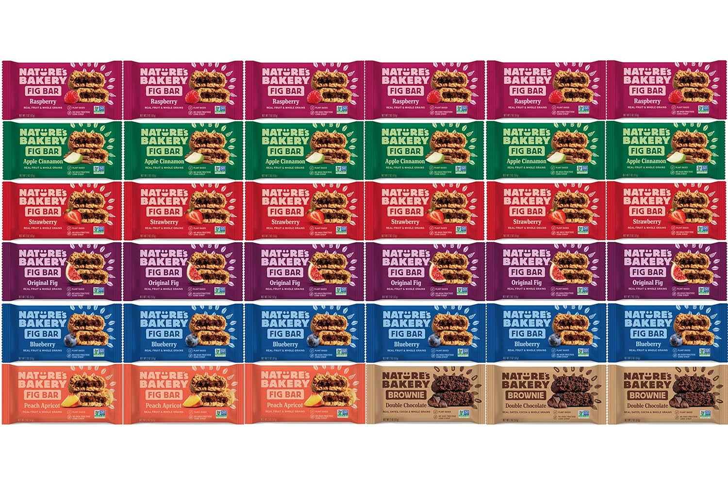 Stone Ground Whole Wheat Fig Bars - 36 Count Variety Pack All Natural, Non-GMO Snack Variety Box, Assorted Variety Pack