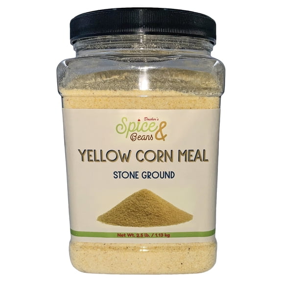 Stone Ground Yellow Corn Meal | Enriched | by Dasher's Spice & Beans | 2.5 lb. Cannister