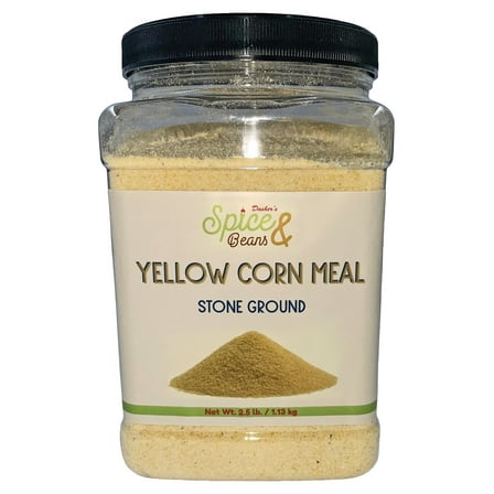 Stone Ground Yellow Corn Meal | Enriched | by Dasher's Spice & Beans | 2.5 lb. Cannister