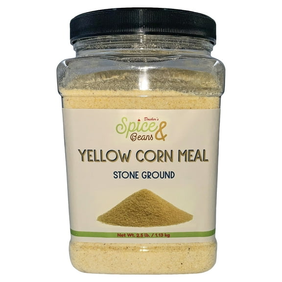 Stone Ground Yellow Corn Meal | Enriched | by Dasher's Spice & Beans | 2.5 lb. Cannister
