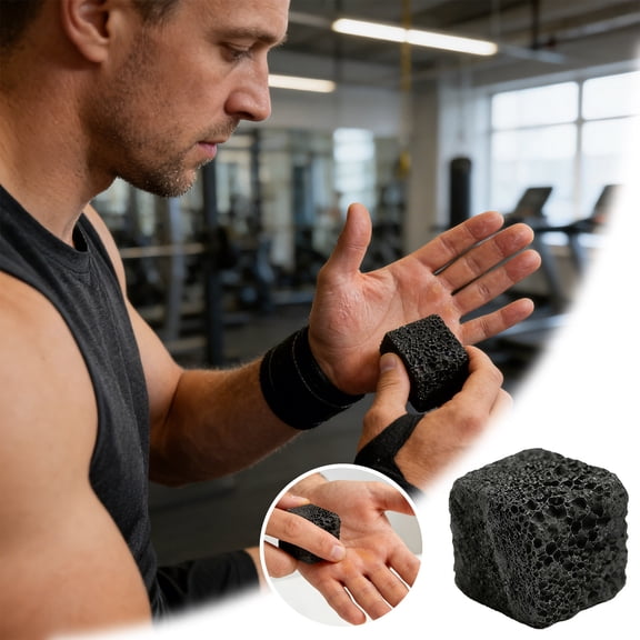 Stone Hand Grip Trainer Textured Palm Strength Training Tool Non- Pressure Point Massage Gripper for Athlete Climber Daily Workout Black