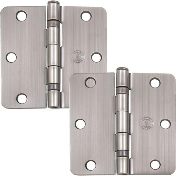 Stone Harbor Hardware 3-1/2" Ball-Bearing Door Hinges, 1/4" Radius Corner, Antique Nickel, 2-Pack