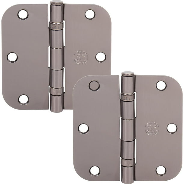 4 in. Satin Nickel Steel Ball-Bearing Door Hinge 5/8 in. Corner Radius with Screws (12-Pack) 4 in. Satin Nickel Steel Ball-Bearing Door Hinge 5/8 in. Corner Radius with Screws (12-Pack)