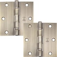 thumbnail image 1 of Stone Harbor Hardware 3-1/2" Ball-Bearing Door Hinges, Square Corner, Antique Brass, 2-Pack, 1 of 4