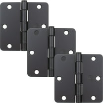 Stone Harbor Hardware 3-1/2" Door Hinges, 1/4" Radius Corner, Matte Black, 3-Pack