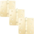 thumbnail image 1 of Stone Harbor Hardware 4" Ball-Bearing Door Hinges, 1/4" Radius Corner, Polished Brass, 3-Pack, 1 of 4
