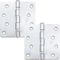 thumbnail image 1 of Stone Harbor Hardware 4" Ball-Bearing Door Hinges, 1/4" Radius Corner, Satin Chrome, 2-Pack, 1 of 3