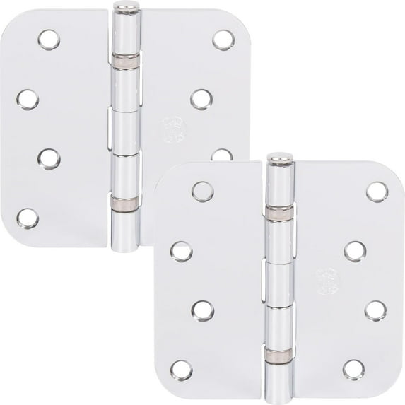Stone Harbor Hardware 4" Ball-Bearing Door Hinges, 5/8" Radius Corner, Polished Chrome, 2-Pack