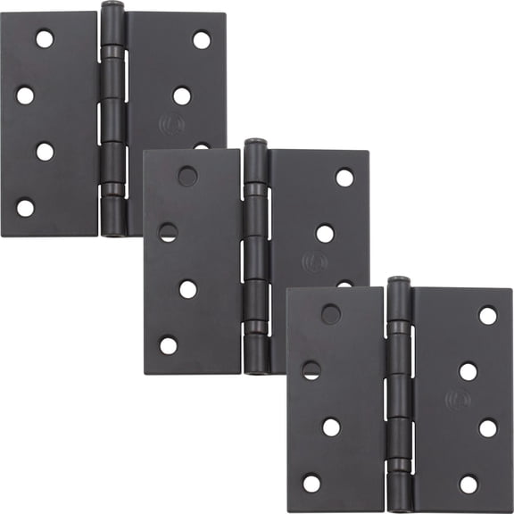 Stone Harbor Hardware 4" Ball-Bearing Door Hinges, Square Corner, Oil-Rubbed Bronze, 3-Pack