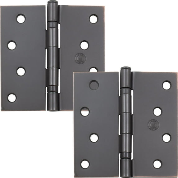 Stone Harbor Hardware 4" Ball-Bearing Door Hinges, Square Corner, Vintage Bronze, 2-Pack